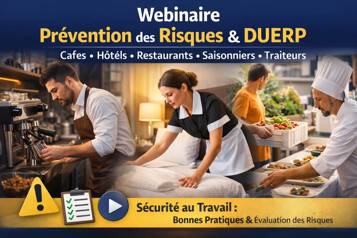 Webinaire DUERP pour les cafés, restaurants, hôtels, saisonniers et traiteurs